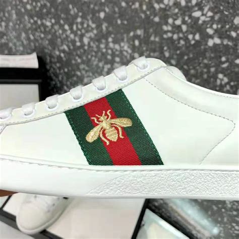 white gucci bee shoes|Gucci ace bee embroidered.